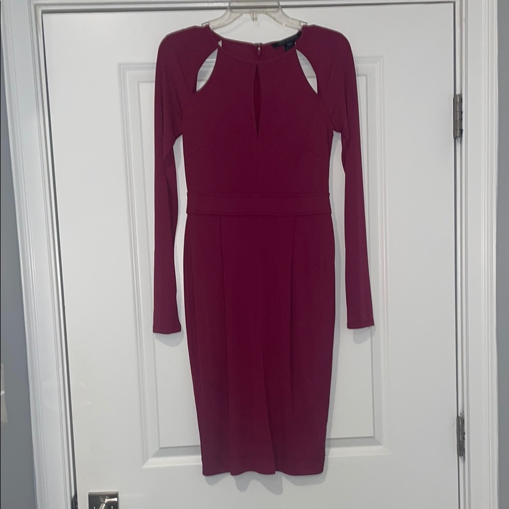 French Connection Cabernet Sheath Dress Long Sleeve Mock Neck